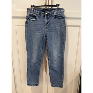 Judy Blue Boyfriend casual Fit Jeans Medium Wash Distressed Cropped Size 11 30